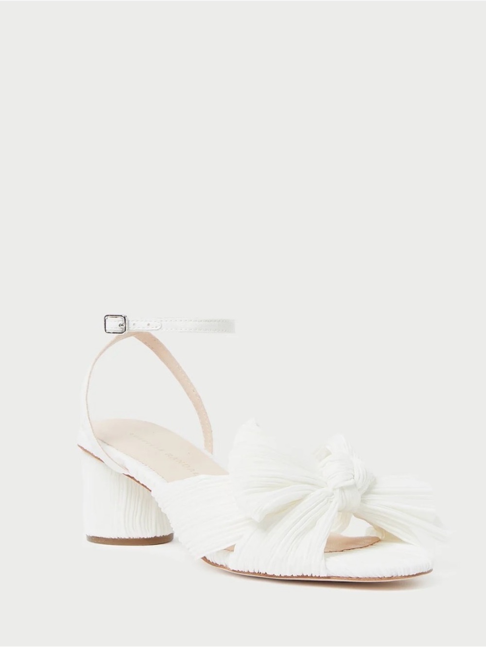 Loeffler Randall White Bow-Front Block Heel Sandals
